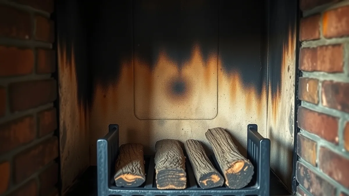 Empty open brick firebox in a masonry fireplace before an insert is installed