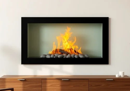 Modern direct-vent gas fireplace in a Montgomery County living room