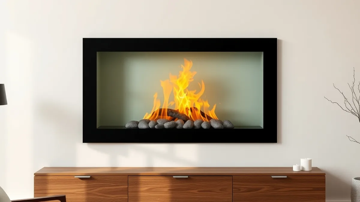 Modern direct-vent gas fireplace in a Montgomery County living room